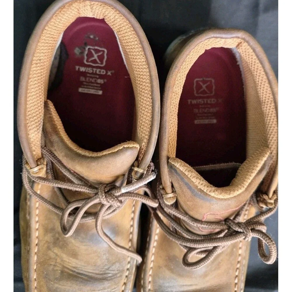 Twisted X Chukka Driving Mocs Men's Size 9 Leather Upper Distressed Brown
